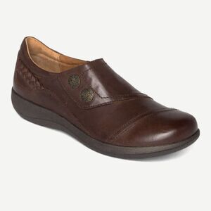 Aetrex Karina Monk Strap Brown Leather Comfort Shoes Women’s 7.5 Braid Detail